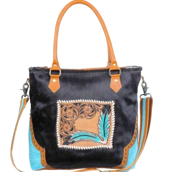 MYRA-HAND TOOLED LEATHER HAIR ON HANDBAG - Picture 4 of 9